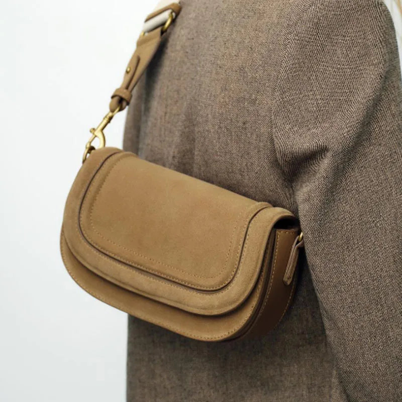Sac en daim conviviale ré marron pour femme, fourre-tout polyvalents pour femme, sacs initiés, sacs à bandoulière à la mode, nouveau