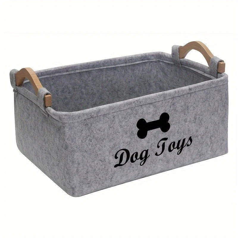 Boîte à jouets en feutre pour animaux de compagnie, boîte à jouets pour chien, panier de rangement, organisateur de poitrine pour organiser des jouets, des couvertures, des laisses et des aliments, 1 pièce