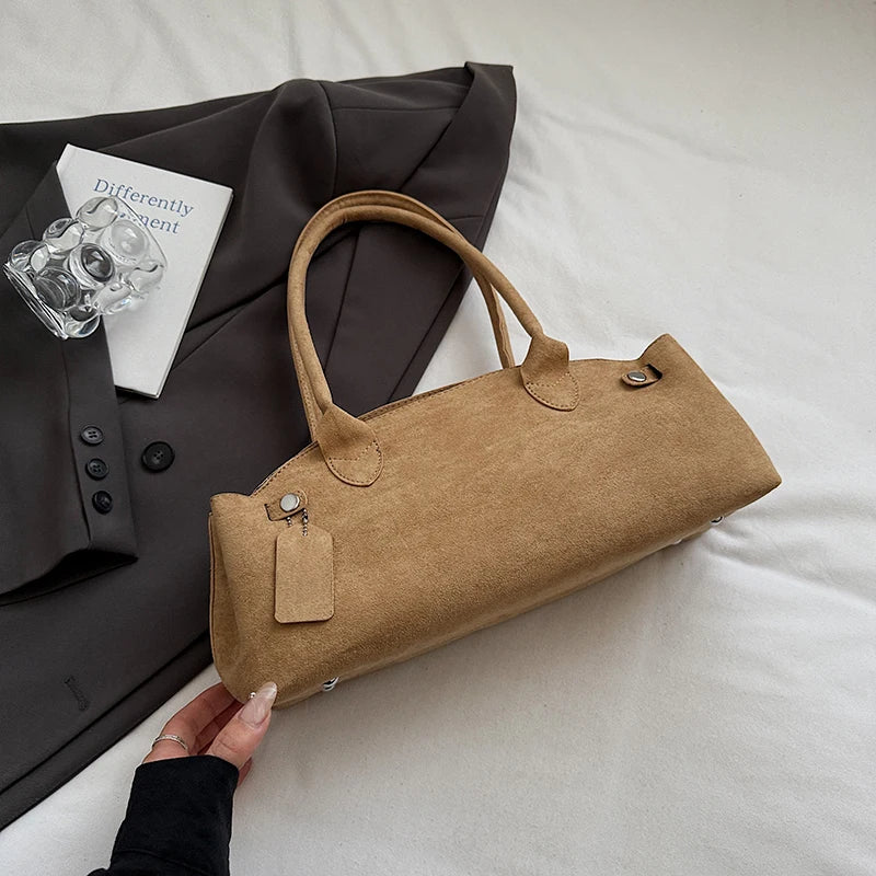 MOODS French Style Underarm Shoulder Bags For Women PU Suede Pure Color Top-handle Bag 2025 Autumn New Luxury Designer Handbags