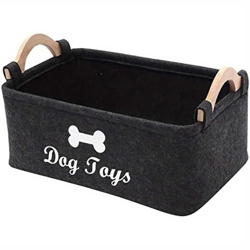 Boîte à jouets en feutre pour animaux de compagnie, boîte à jouets pour chien, panier de rangement, organisateur de poitrine pour organiser des jouets, des couvertures, des laisses et des aliments, 1 pièce