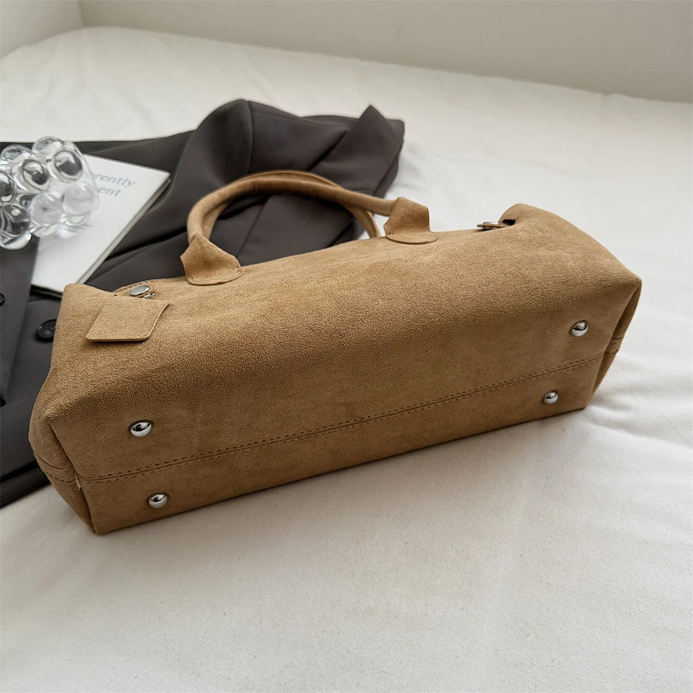 MOODS French Style Underarm Shoulder Bags For Women PU Suede Pure Color Top-handle Bag 2025 Autumn New Luxury Designer Handbags