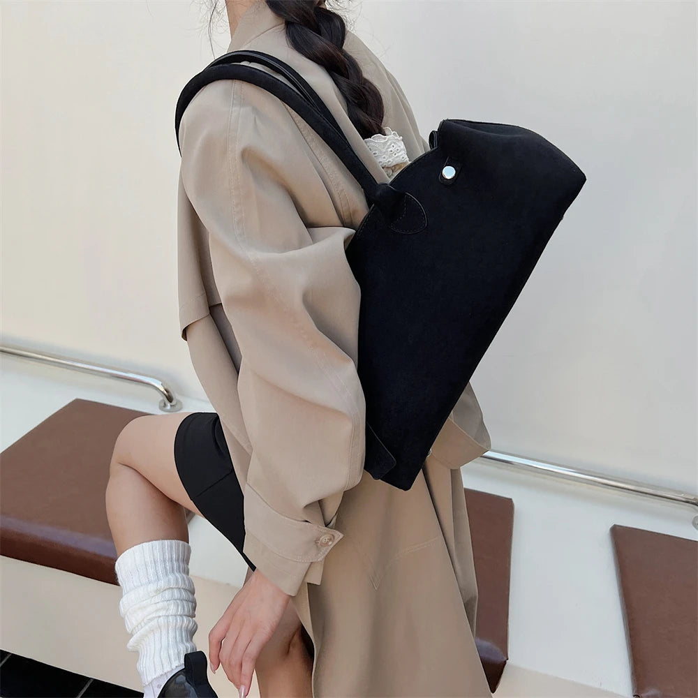 MOODS French Style Underarm Shoulder Bags For Women PU Suede Pure Color Top-handle Bag 2025 Autumn New Luxury Designer Handbags