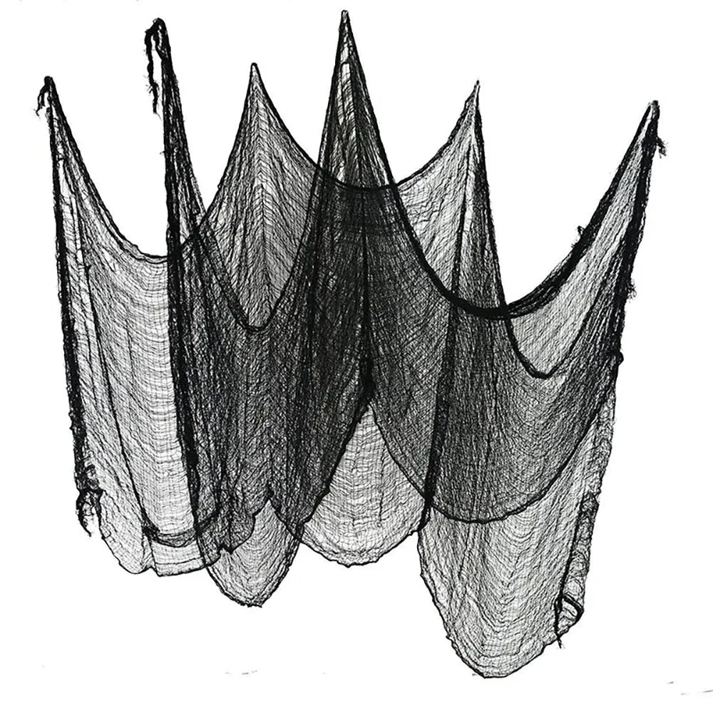Horror Halloween Decor,2m Black Creepy Gauze Cloth,Spider Webs,Black Gothic Goth Home Decor,Scary House Decorations