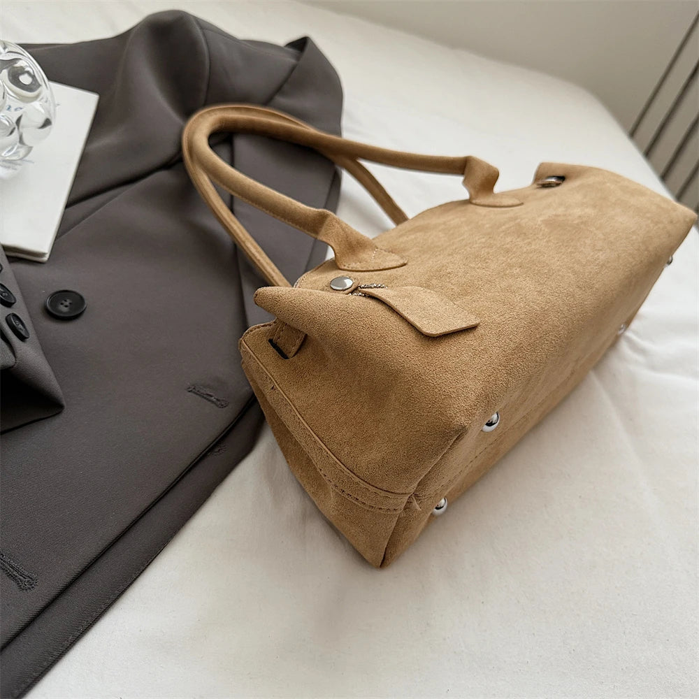 MOODS French Style Underarm Shoulder Bags For Women PU Suede Pure Color Top-handle Bag 2025 Autumn New Luxury Designer Handbags