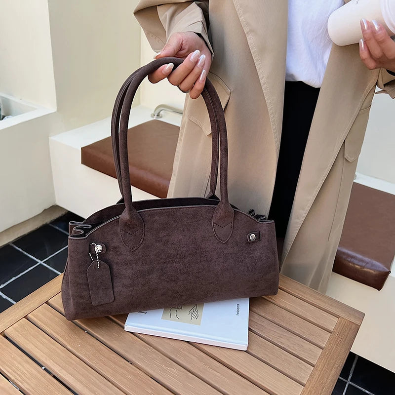 MOODS French Style Underarm Shoulder Bags For Women PU Suede Pure Color Top-handle Bag 2025 Autumn New Luxury Designer Handbags