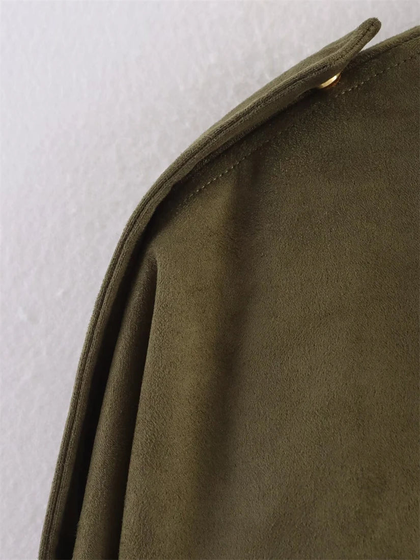 Women's New Arrival Jacket Women's Fashionable Pocketed Suede-Feel Pilot Jacket