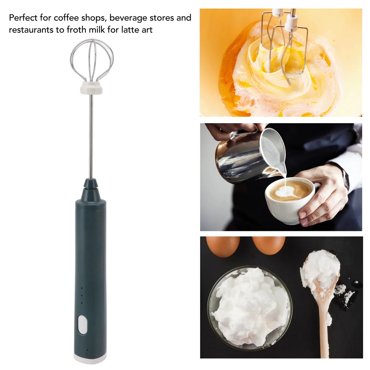 Mini mousseur à lait électrique, chargeur USB, léger, en acier inoxydable, 3 agitateurs électriques, multifonction pour magasin de boissons