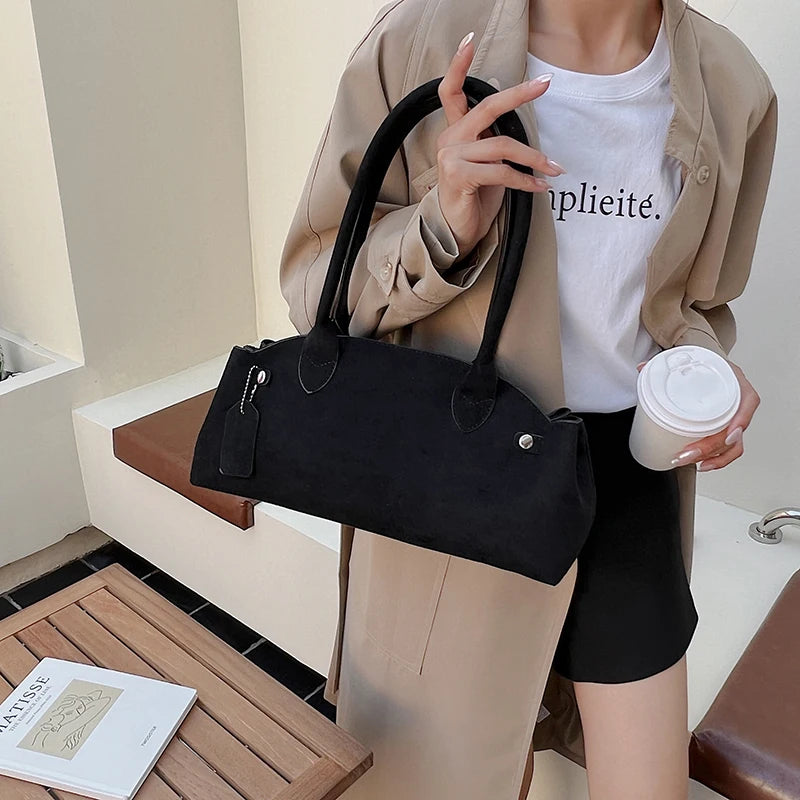 MOODS French Style Underarm Shoulder Bags For Women PU Suede Pure Color Top-handle Bag 2025 Autumn New Luxury Designer Handbags