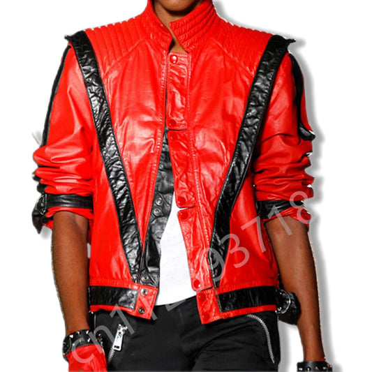 Michael Jackson Thriller Costumes effrayants veste en cuir rouge pour femmes homme adultes robe Halloween noël