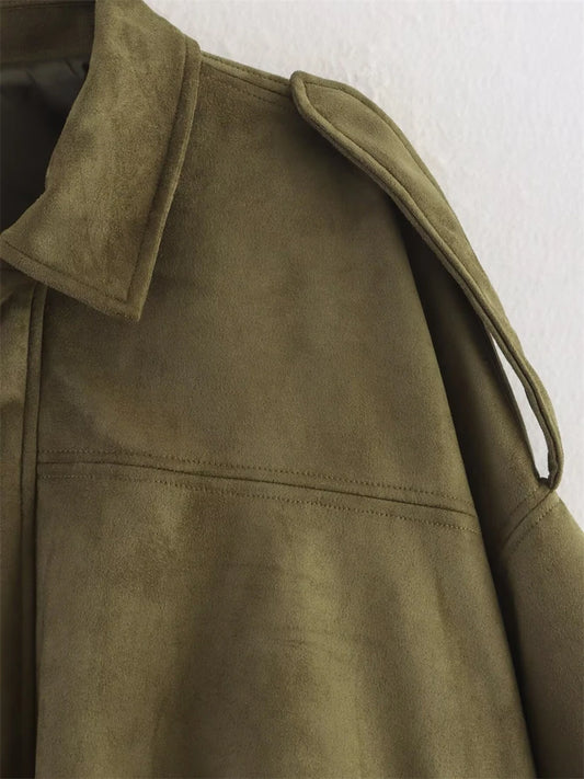 Women's New Arrival Jacket Women's Fashionable Pocketed Suede-Feel Pilot Jacket