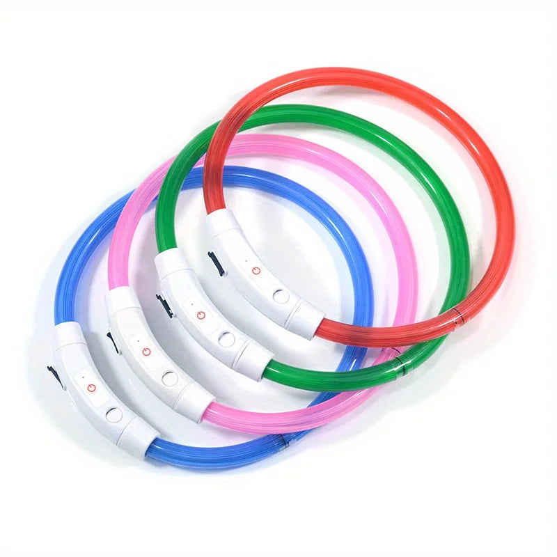 Collier lumineux LED pour chien de compagnie, Anti-perte, Rechargeable par USB