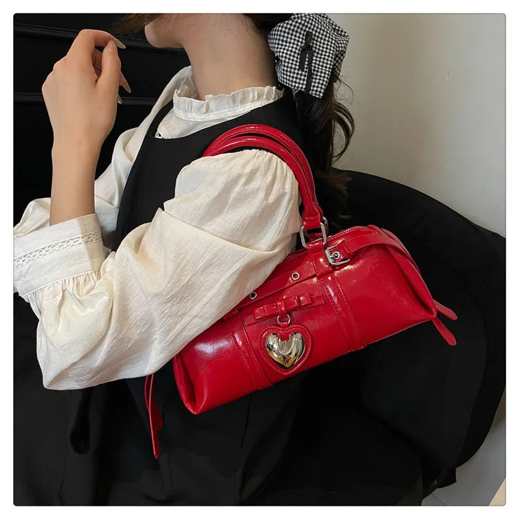 Nouveau en 2025 sacs à main de créateur Style français mode femme sacs mignon sac à main en cuir PU coeur rouge sacs fourre-tout décontractés paquets de dame