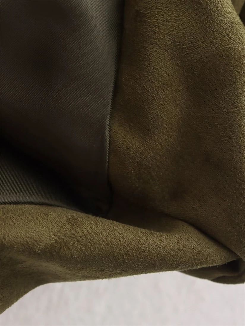 Women's New Arrival Jacket Women's Fashionable Pocketed Suede-Feel Pilot Jacket