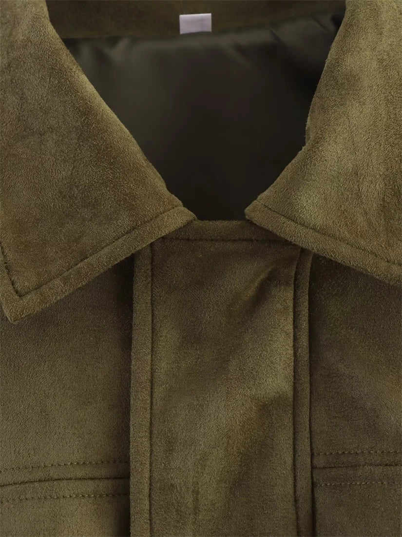 Women's New Arrival Jacket Women's Fashionable Pocketed Suede-Feel Pilot Jacket