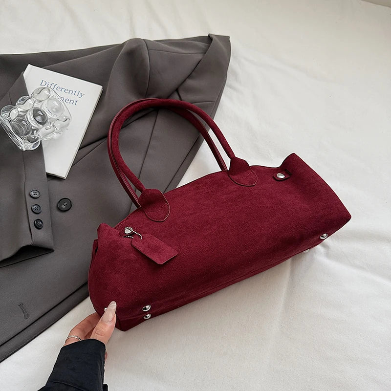 MOODS French Style Underarm Shoulder Bags For Women PU Suede Pure Color Top-handle Bag 2025 Autumn New Luxury Designer Handbags
