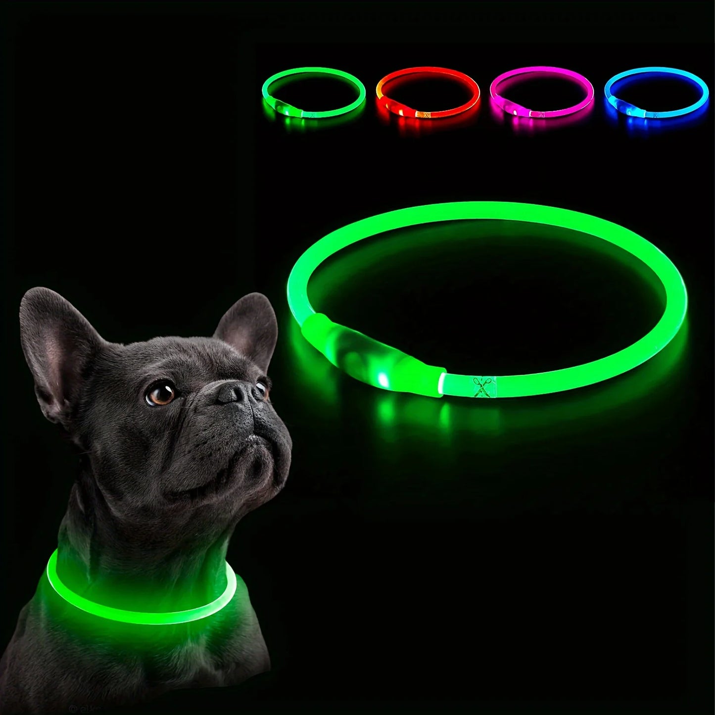 Collier lumineux LED pour chien de compagnie, Anti-perte, Rechargeable par USB