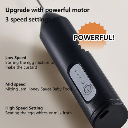 UPGRADED Electric Coffee Frother/MILK Whisk+Egg Beater MINI Food Blender USB Rechargeable Handheld Three Speeds Espresso Tools