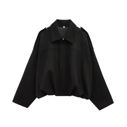 Veste bombers à effet daim et couleur unie pour femme, pour le printemps et l'automne