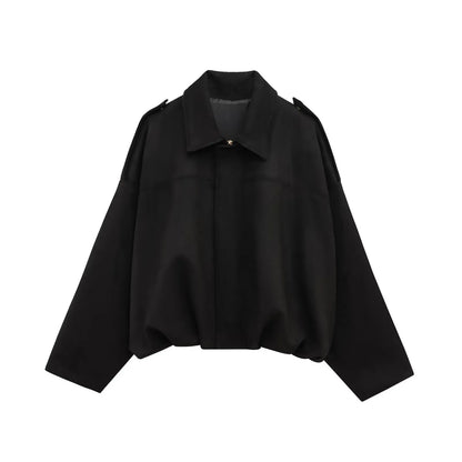Veste bombers à effet daim et couleur unie pour femme, pour le printemps et l'automne