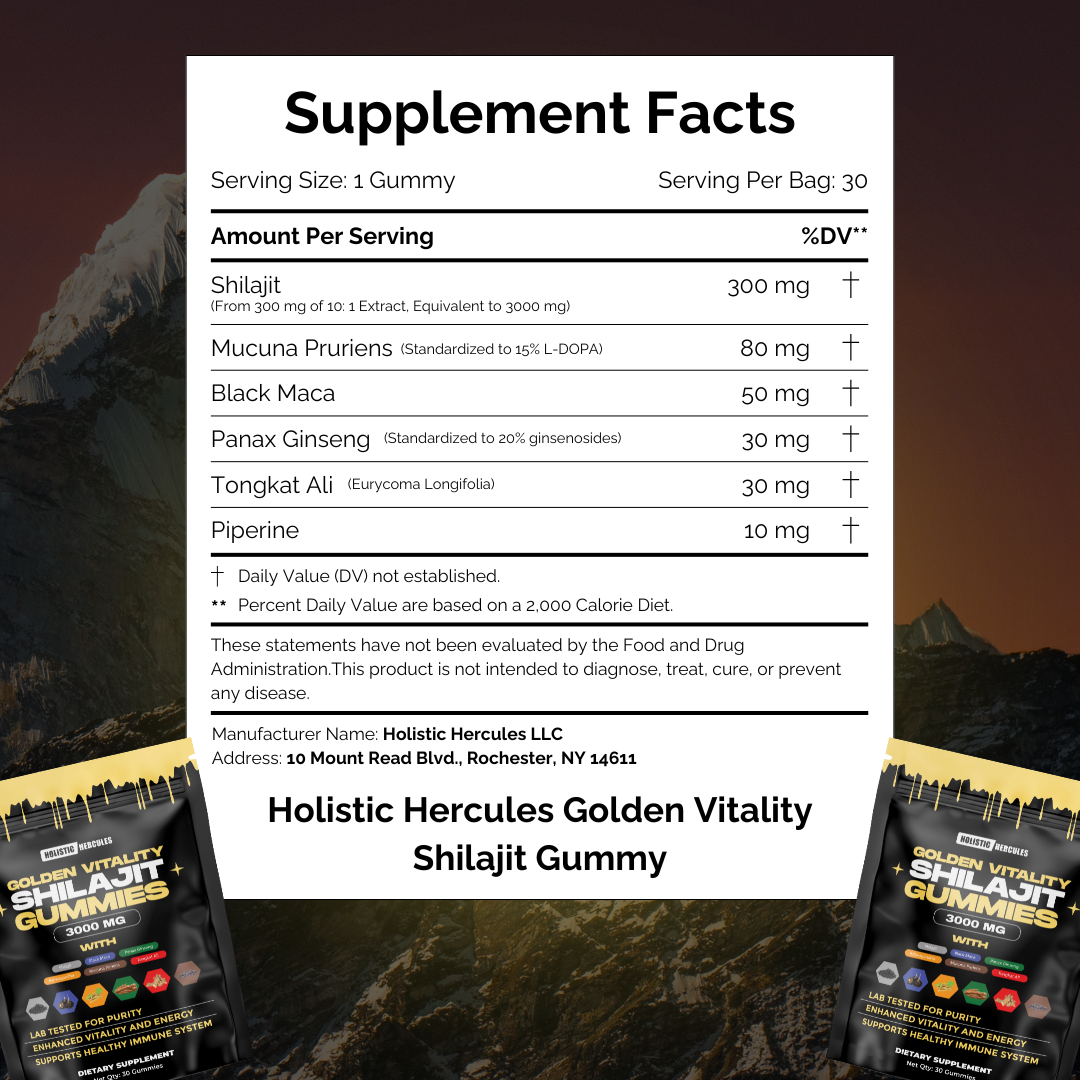 Voici la traduction en français :Gommes de Shilajit Hercules