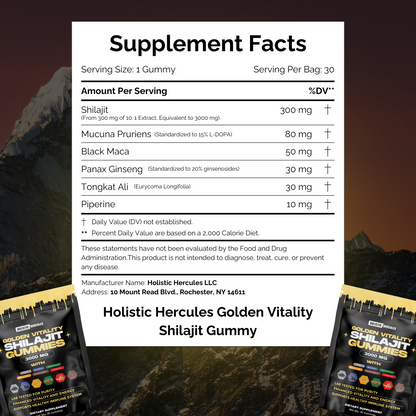 Voici la traduction en français :Gommes de Shilajit Hercules