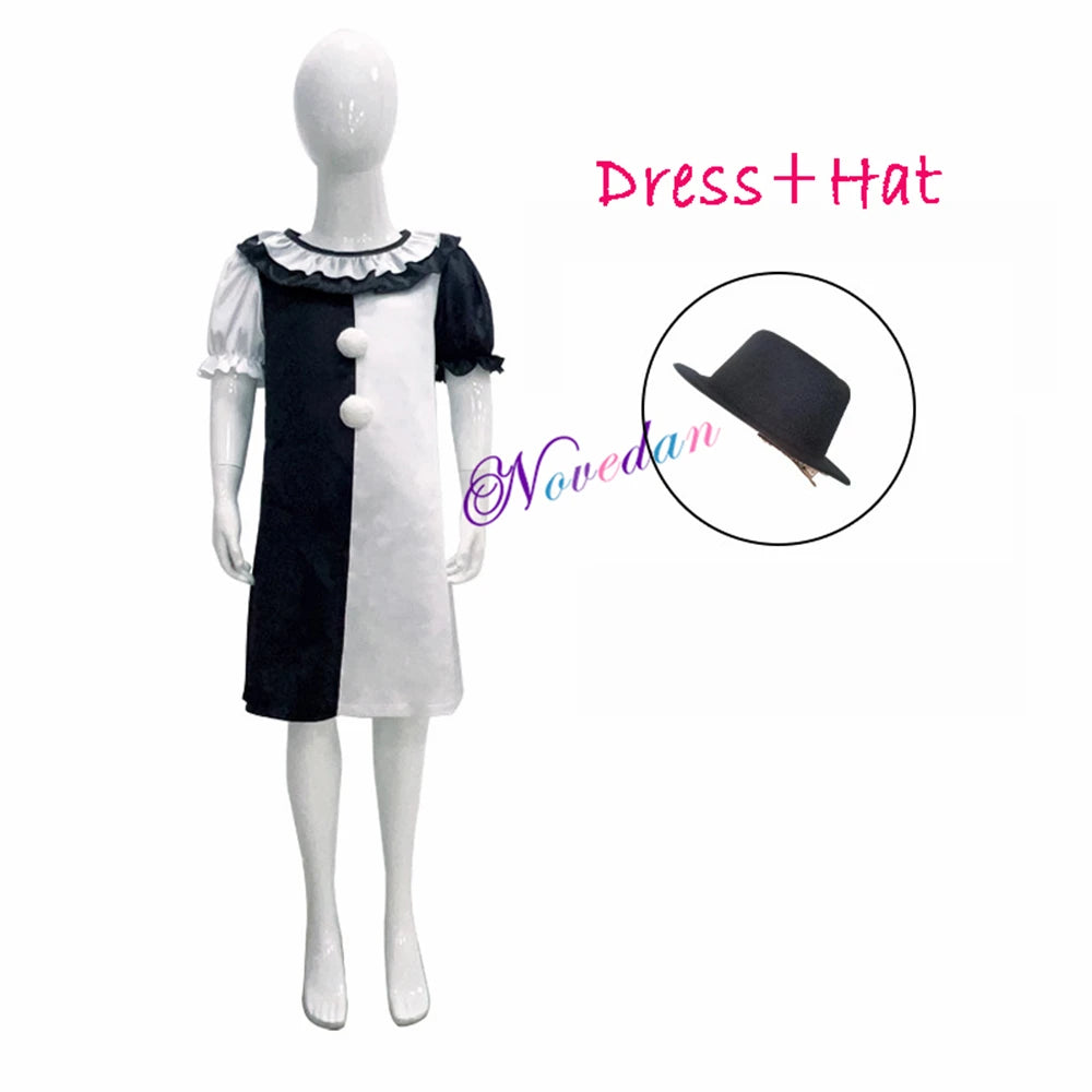 Terrifier fille Costume robe squelette enfant Cosplay effrayant horreur body combinaison Art le Clown Joker Halloween Costume masque Costume