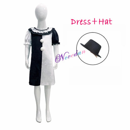 Terrifier fille Costume robe squelette enfant Cosplay effrayant horreur body combinaison Art le Clown Joker Halloween Costume masque Costume
