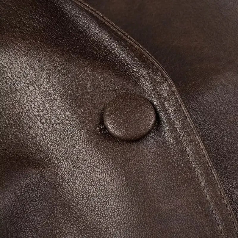 Suninheart automne et hiver vestes en simili cuir pour femmes 2025 épaule tombante veste surdimensionnée manteau ceinturé Corset veste