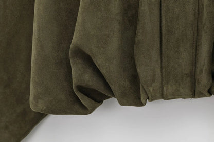 HH – veste Texture en daim pour femmes, manches longues, col rabattu, fermeture éclair élastique, bouton, solide, manteau tendance de printemps