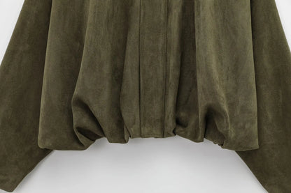 HH – veste Texture en daim pour femmes, manches longues, col rabattu, fermeture éclair élastique, bouton, solide, manteau tendance de printemps