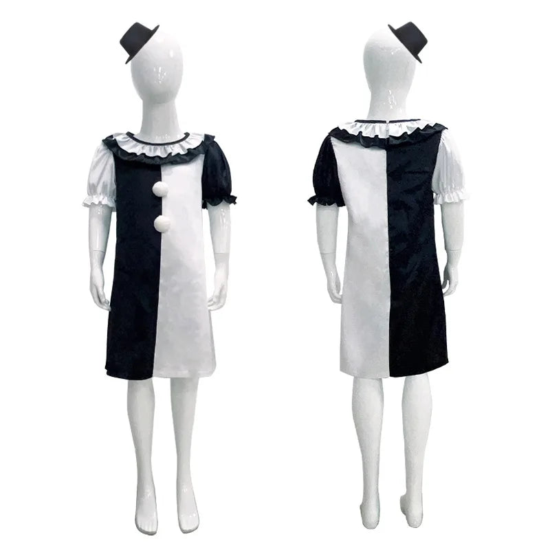 Terrifier fille Costume robe squelette enfant Cosplay effrayant horreur body combinaison Art le Clown Joker Halloween Costume masque Costume