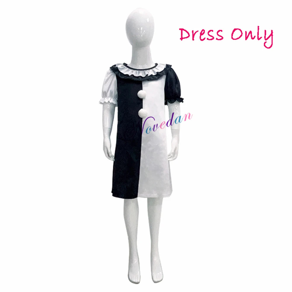 Terrifier fille Costume robe squelette enfant Cosplay effrayant horreur body combinaison Art le Clown Joker Halloween Costume masque Costume