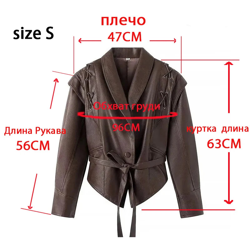 Suninheart automne et hiver vestes en simili cuir pour femmes 2025 épaule tombante veste surdimensionnée manteau ceinturé Corset veste
