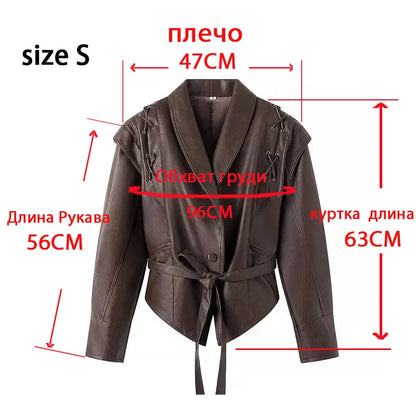 Suninheart automne et hiver vestes en simili cuir pour femmes 2025 épaule tombante veste surdimensionnée manteau ceinturé Corset veste