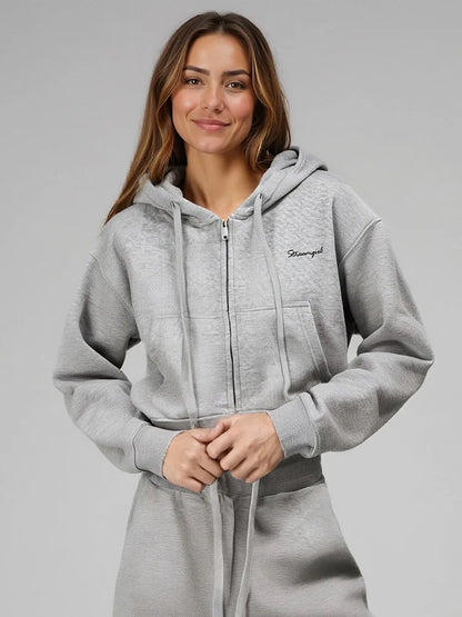 Women Tracksuits Winter Fleece Sweatsuit Brown Warm Crop Zipper Hoodies And Sweatpants Set For Women 2 Piece Velvet Pants Sets