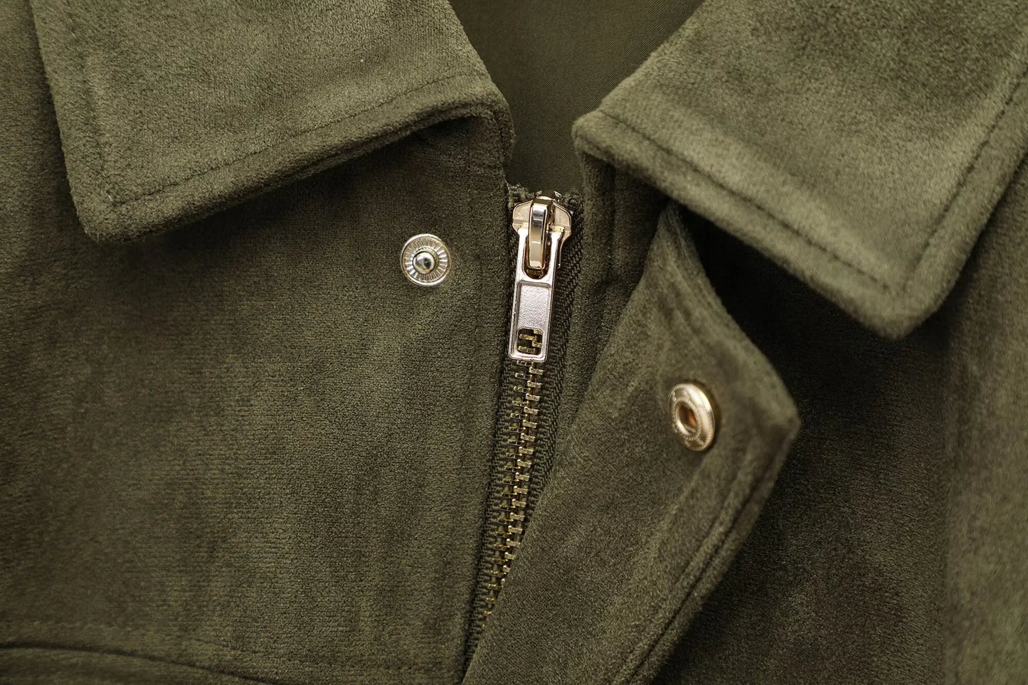 HH – veste Texture en daim pour femmes, manches longues, col rabattu, fermeture éclair élastique, bouton, solide, manteau tendance de printemps
