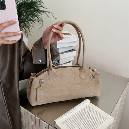 MOODS French Style Underarm Shoulder Bags For Women PU Suede Pure Color Top-handle Bag 2025 Autumn New Luxury Designer Handbags