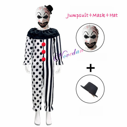 Terrifier fille Costume robe squelette enfant Cosplay effrayant horreur body combinaison Art le Clown Joker Halloween Costume masque Costume