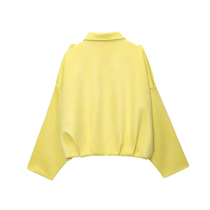 HH – veste Texture en daim pour femmes, manches longues, col rabattu, fermeture éclair élastique, bouton, solide, manteau tendance de printemps