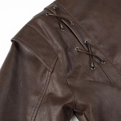 Suninheart automne et hiver vestes en simili cuir pour femmes 2025 épaule tombante veste surdimensionnée manteau ceinturé Corset veste