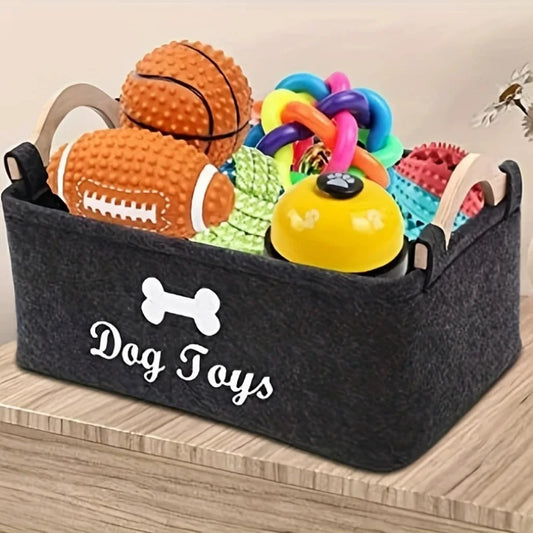 Boîte à jouets en feutre pour animaux de compagnie, boîte à jouets pour chien, panier de rangement, organisateur de poitrine pour organiser des jouets, des couvertures, des laisses et des aliments, 1 pièce