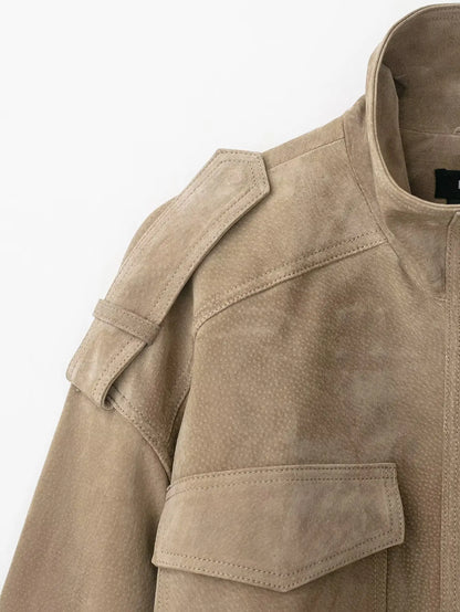 Women Suede Jacket 2025 New Spring Fashion Long Sleeve Zipper Loose Coat Chic Female High Street Outerwear ﻿