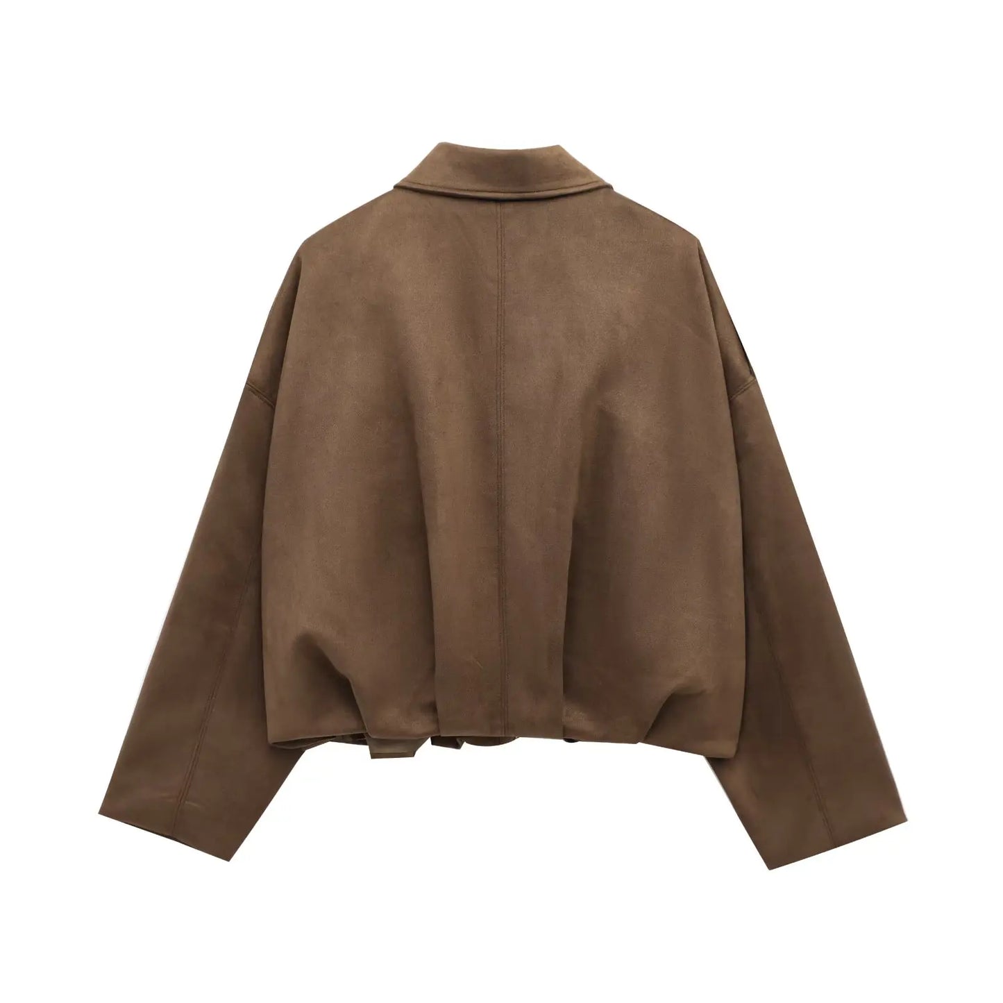 HH – veste Texture en daim pour femmes, manches longues, col rabattu, fermeture éclair élastique, bouton, solide, manteau tendance de printemps