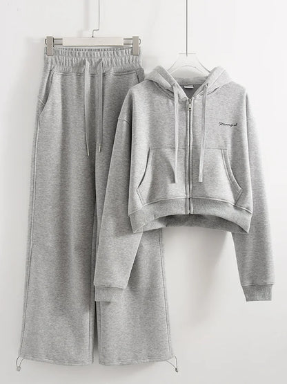 Women Tracksuits Winter Fleece Sweatsuit Brown Warm Crop Zipper Hoodies And Sweatpants Set For Women 2 Piece Velvet Pants Sets