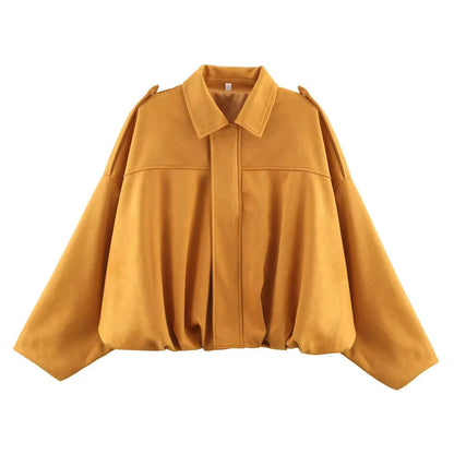 HH – veste Texture en daim pour femmes, manches longues, col rabattu, fermeture éclair élastique, bouton, solide, manteau tendance de printemps