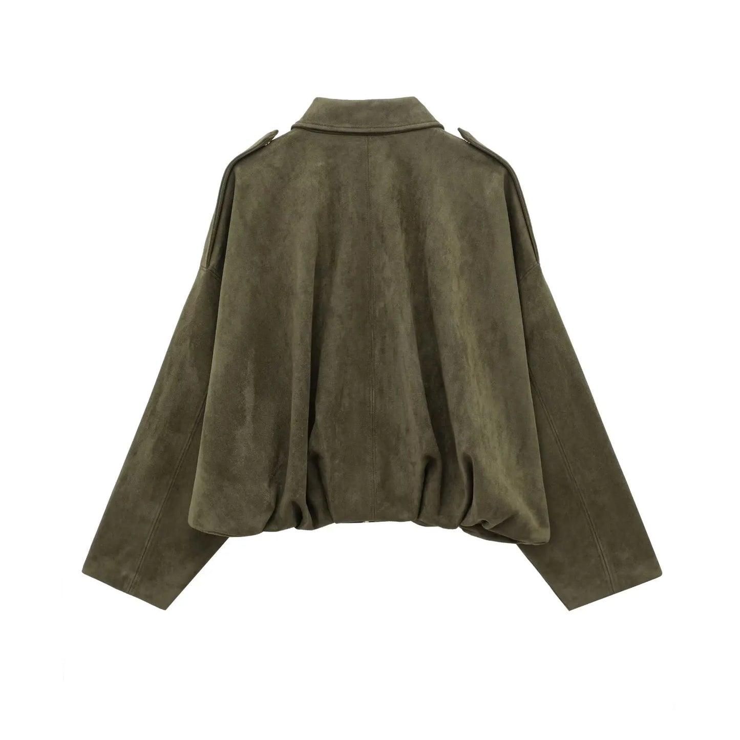 HH – veste Texture en daim pour femmes, manches longues, col rabattu, fermeture éclair élastique, bouton, solide, manteau tendance de printemps