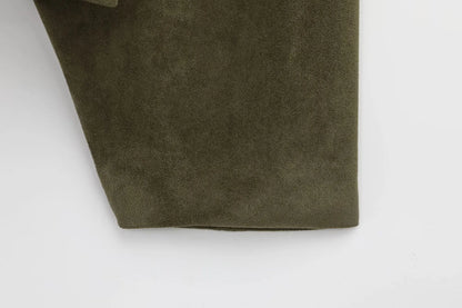 HH – veste Texture en daim pour femmes, manches longues, col rabattu, fermeture éclair élastique, bouton, solide, manteau tendance de printemps