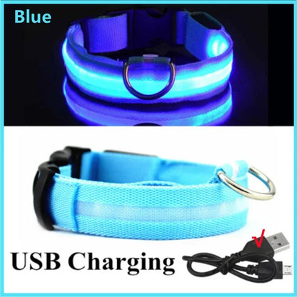 Collier de chien lumineux LED réglable clignotant Rechargea collier lumineux nuit Anti-perte harnais de lumière pour chien pour petits chiens produits pour animaux de compagnie