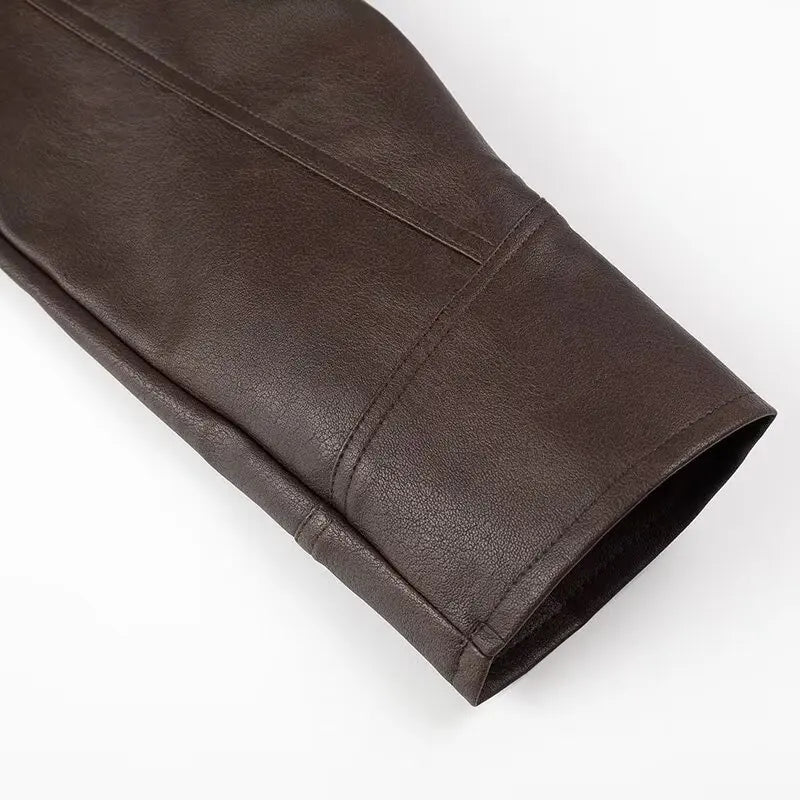 Suninheart automne et hiver vestes en simili cuir pour femmes 2025 épaule tombante veste surdimensionnée manteau ceinturé Corset veste