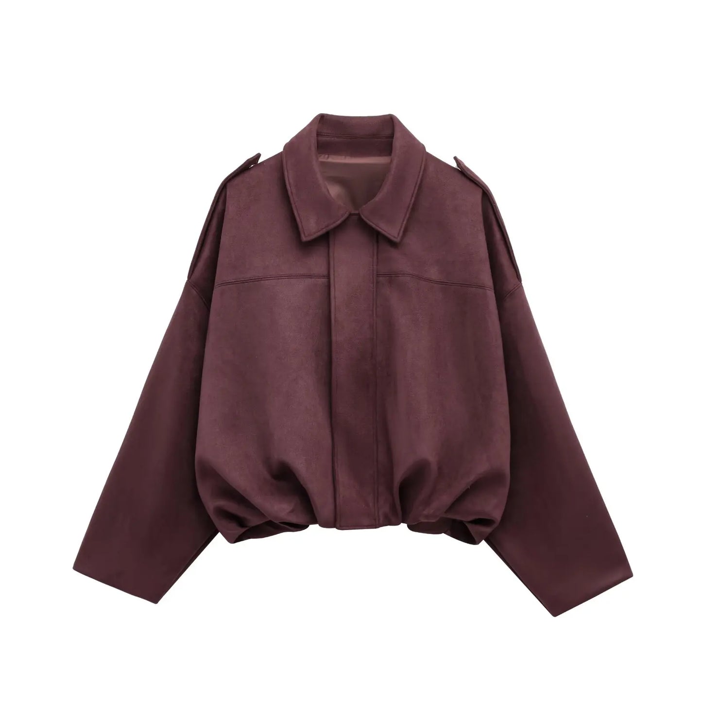 HH – veste Texture en daim pour femmes, manches longues, col rabattu, fermeture éclair élastique, bouton, solide, manteau tendance de printemps